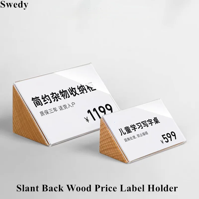 40x60mm Mini Wood Acrylic Menu Price List Holder Display Stand Table Small Wood Price Label Paper Card Sign Holder Display Stand