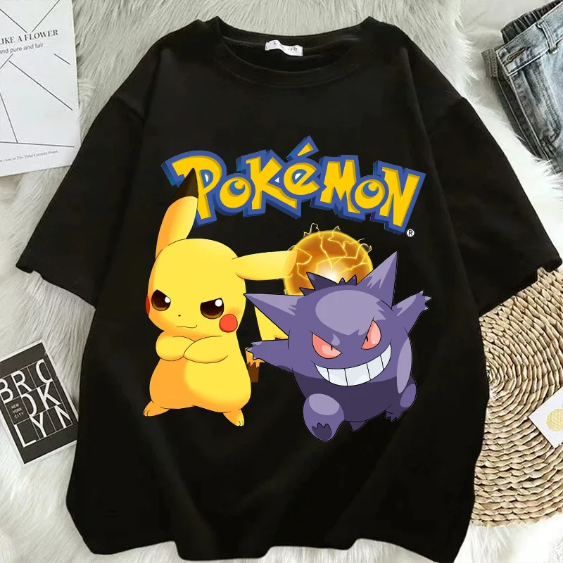 Pokemon T-shirts for Men Women Pikachu Anime Cartoon Short Sleeved Shirt Boys Girls Fashion Hip Hop Summer Top Adult Clothes