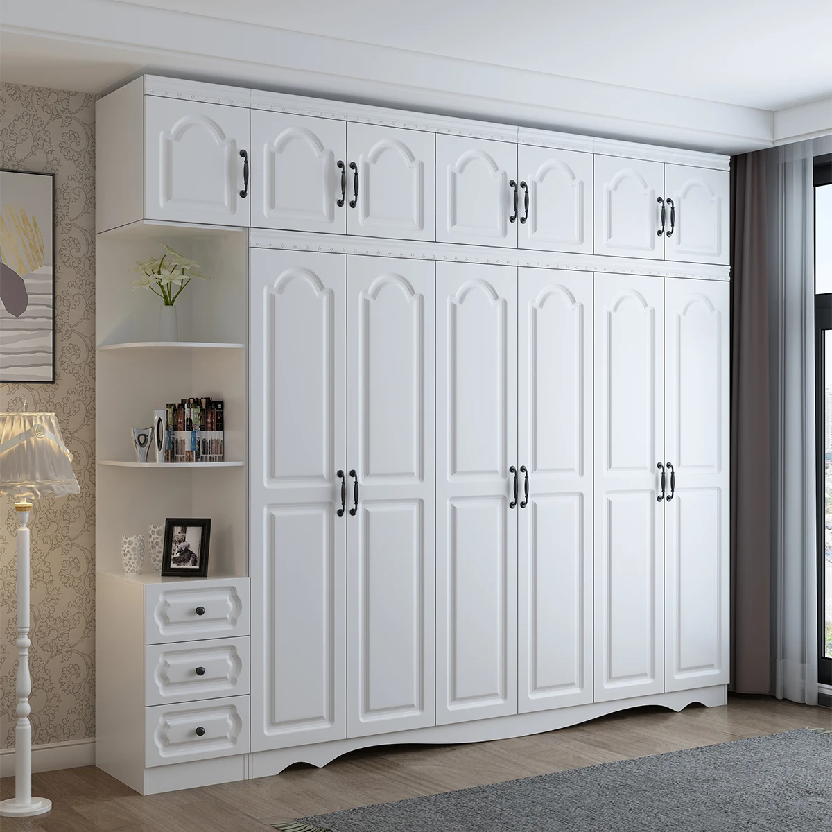 Large wardrobe Modern simple household bedroom Wooden cabinet Economical wardrobe for rent