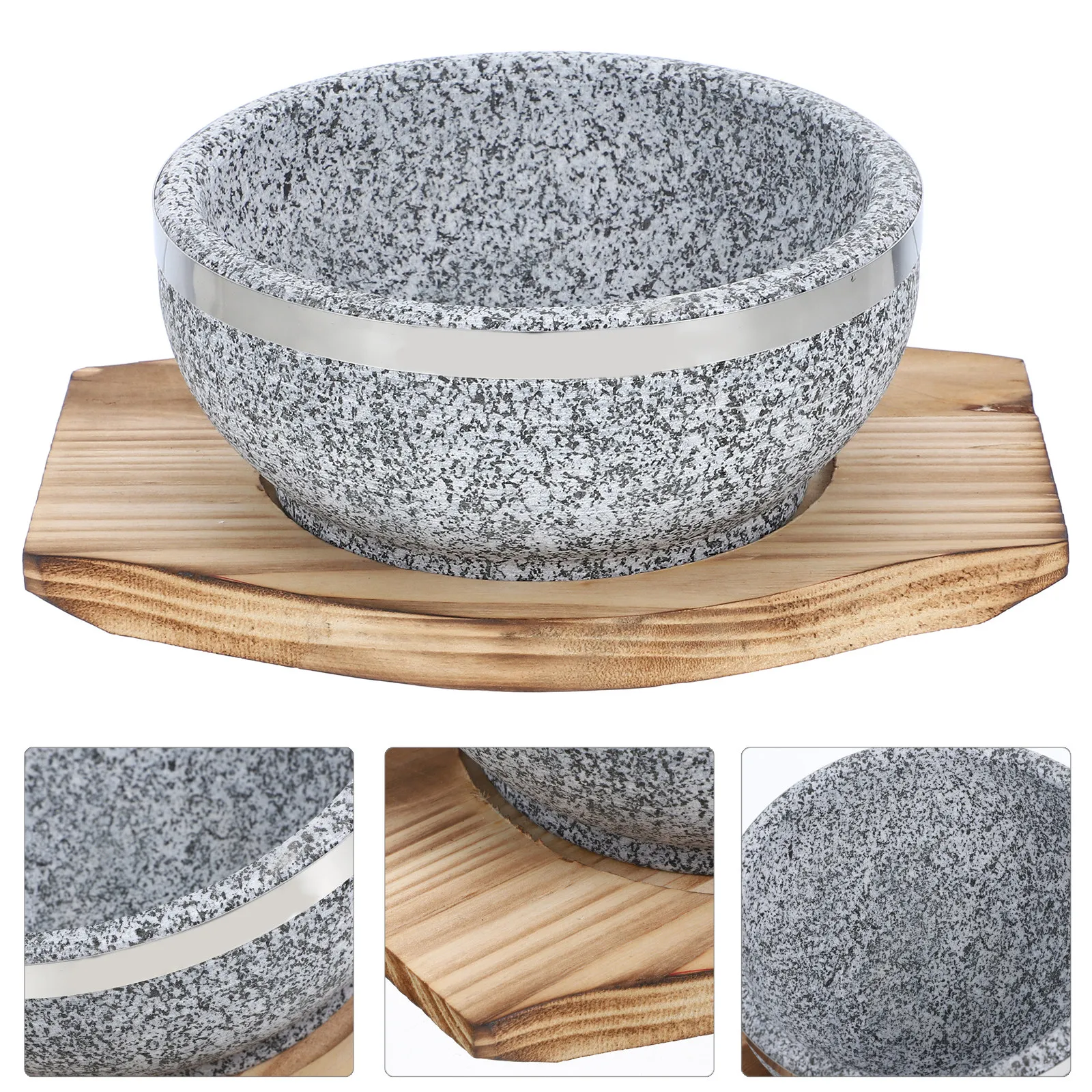 Tigela Coreana de Pedra para Bibimbap, Panela de Cozinha de Granito Natural Resistente ao Calor para Arroz, Sopa, Ensopados e Cozimento Lento em Casa