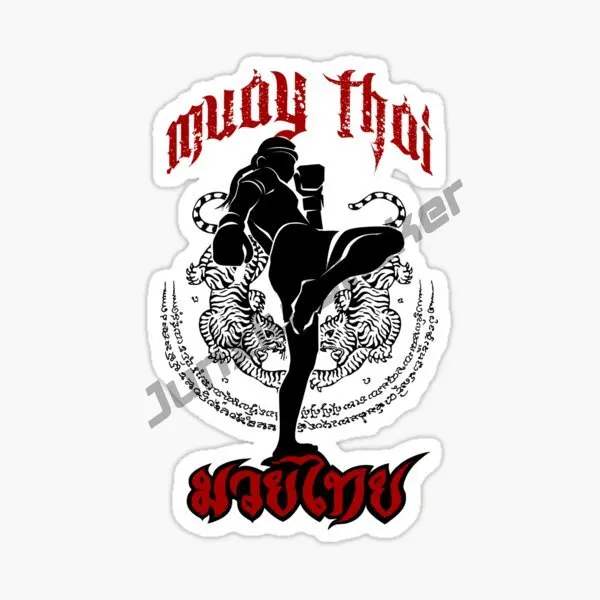 Muay Thai Car Stickers Sunscreen Occlusion Scratch Decals Waterproof Anime Boxing Jumping To Attack Motorcycle Car Stickers