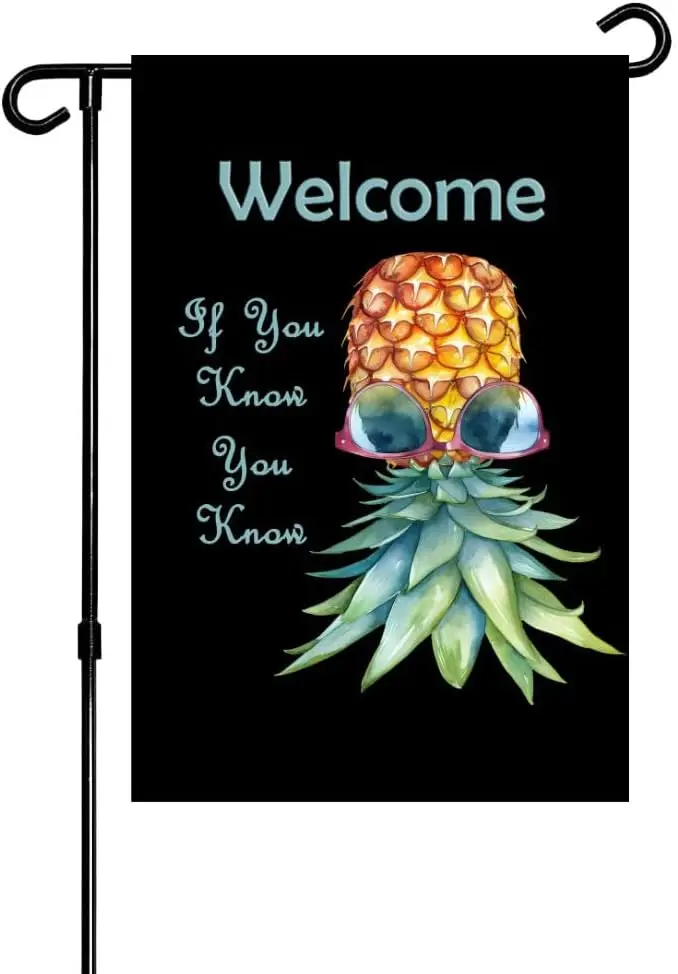 Drapeau de jardin Double face ananas à l'envers 12x18, décor de cour d'automne, drapeau de bienvenue de jardin extérieur pour pelouse, panneau de Patio LOI