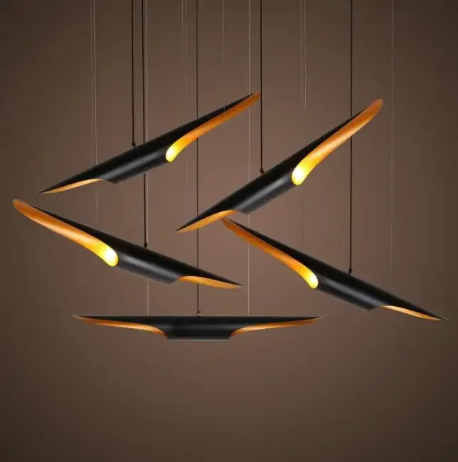 

Replica Delightfull Coltrane Modern Loft LED Hanging Lamp Light Fixture Gold Black Wing Aluminum Tube Hanging Pendant Lamp Light