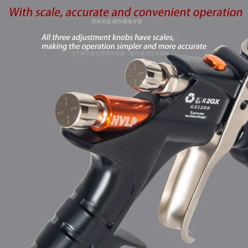 High Atomization Low Pressure Manual Paint Spray Gun, Automotive Sheet Metal Furniture Repair Spray Tool Paint Primer Spray Gun