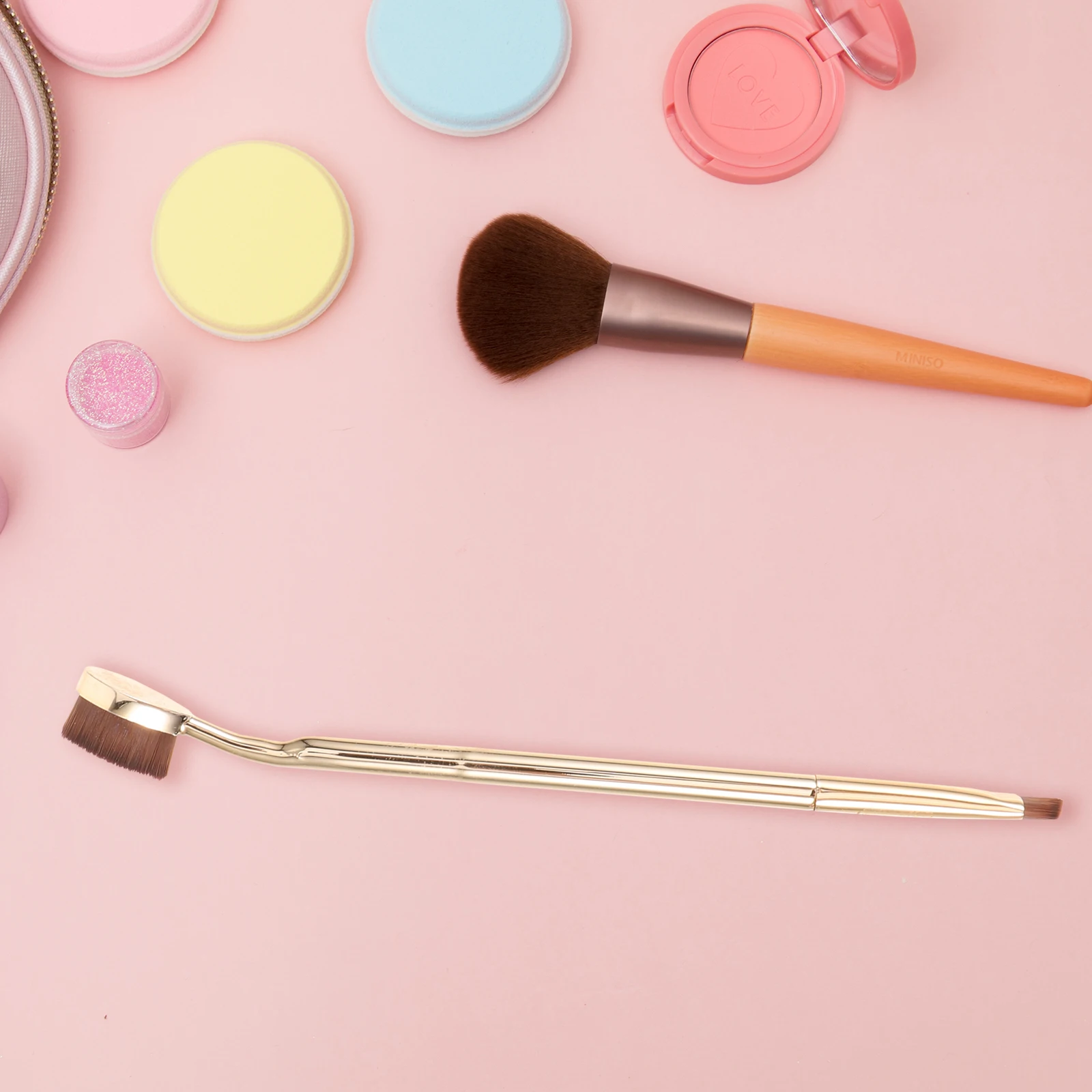 1 個両端コンシーラー頑丈な角度付きツールアイメイクブラシセット目の下のブレンドブラシ眉毛パウダー用