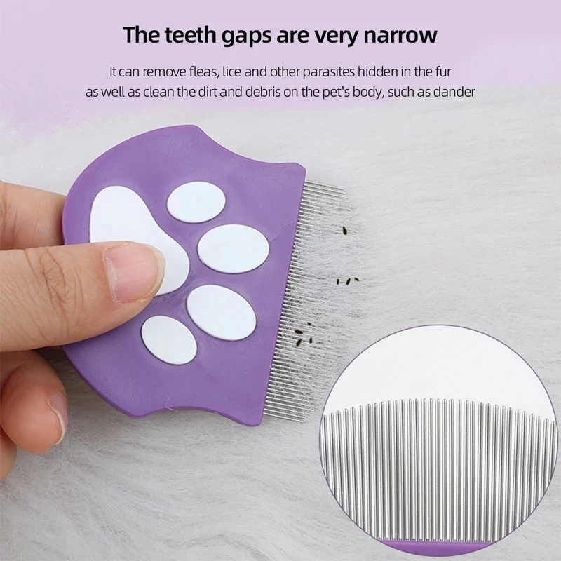 Pet Flea Comb for Cats Dogs Tear Stain Remover Curved Fine Tooth Grooming Brush Mini Hair Cleaner