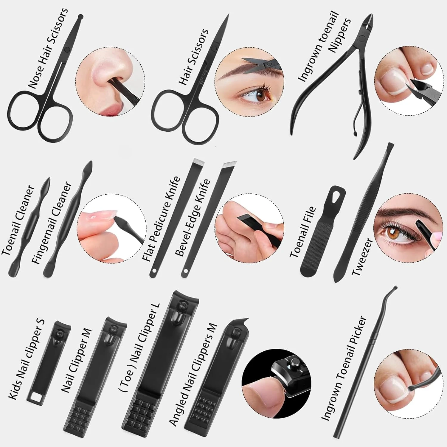 Nagelknipperset 26-delige manicureset & pedicureset RVS nagelknippers voor vingers & tenen Nagelverzorgingsgereedschap