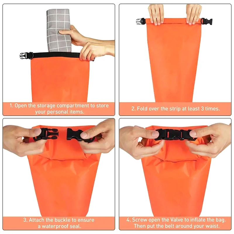 PVC Swimming Bucket Dry Bag Inflatable Open Swimming Buoy Tow Floating Bag Waterproof Double Air Bags Water Sport Safety Bags