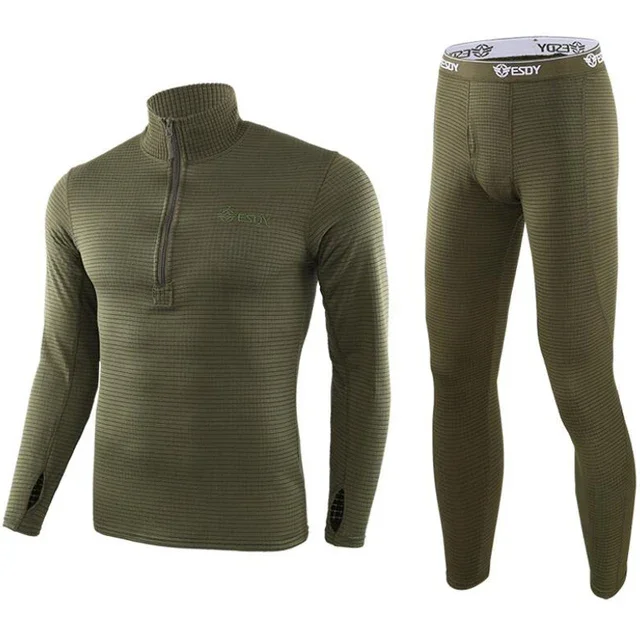 ESDY Fleece Thermal Underwear Men Autumn Winter Warm Long Johns Fitness Sports Compression Breathable Leggins Thermo Tracksuit
