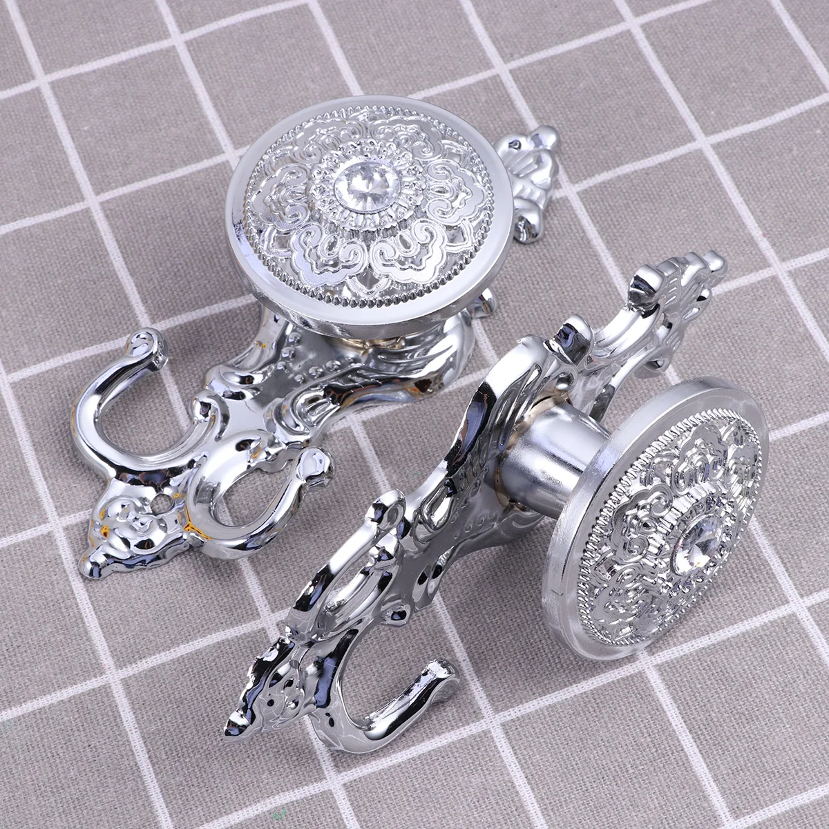 1 زوج حامل الستار المعدني حمالة تعليق جدارية سبائك الزنك شرابة Tieback مكافحة الصدأ تصفيح السنانير الفضة الحائط #6