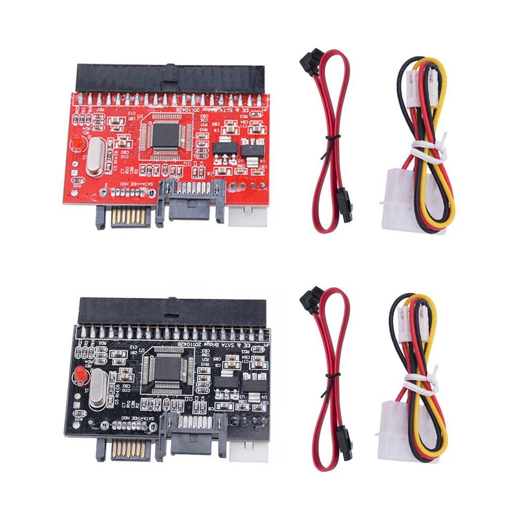 Адаптер преобразователя IDE в SATA Двусторонняя карта расширения SATA в IDE SSD с последовательным параллельным кабелем питания IDE для ноутбуков и настольных компьютеров