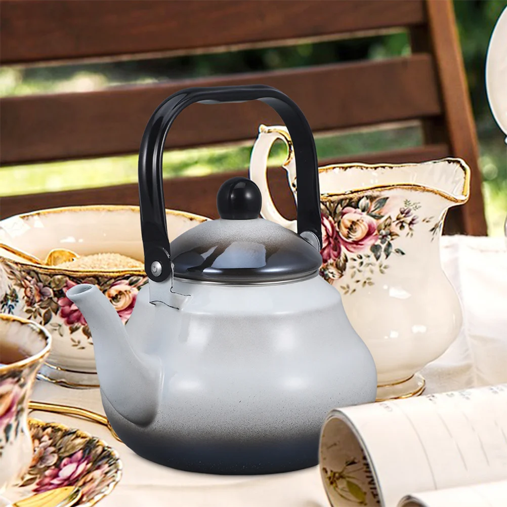 

Enamel Tea Kettle 2.5L Vintage Style Anti-Scald Handle Suitable Induction Gas Electric Enamel Kettle Enameled Teapot