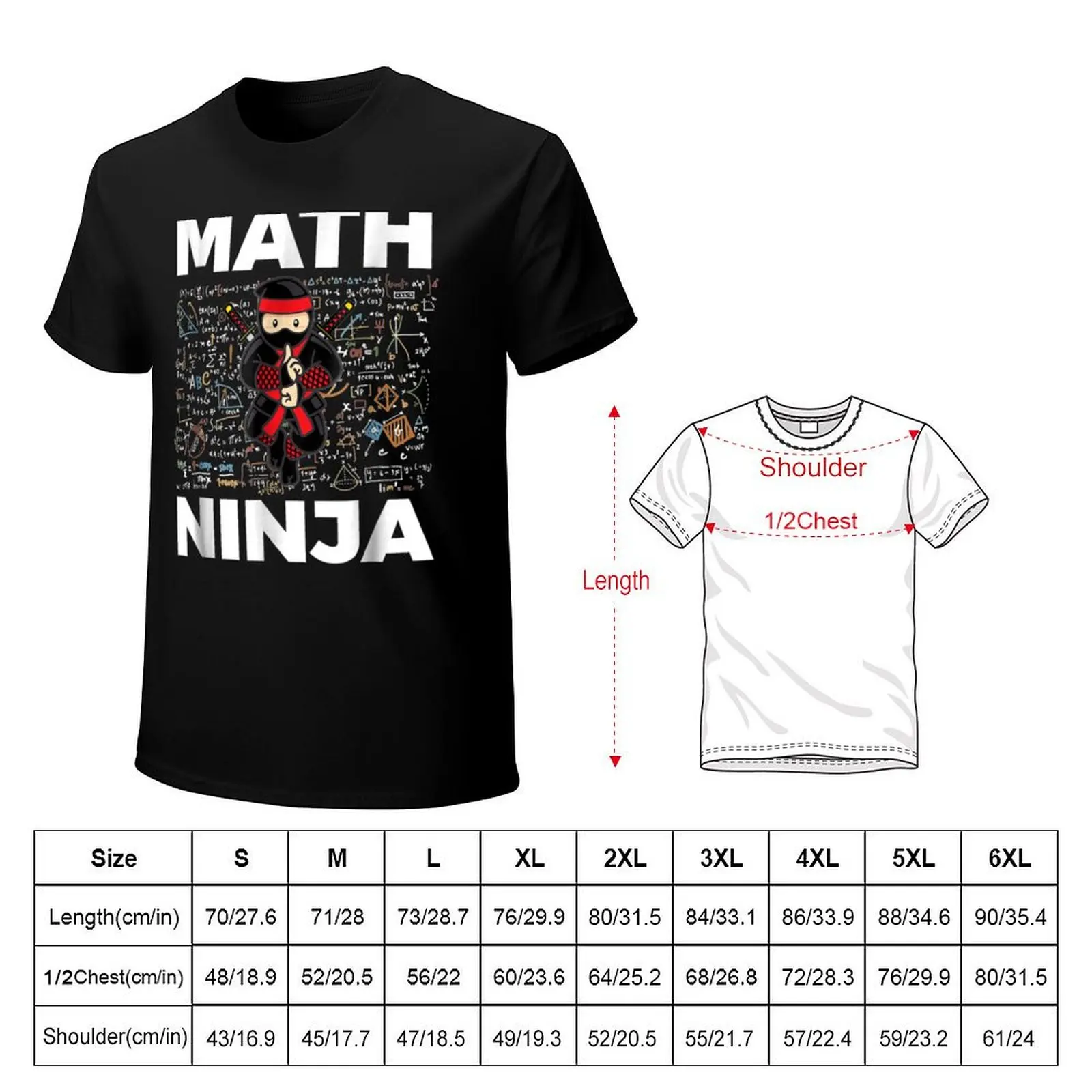 Funny Math Ninja For Mathematics Teacher Student T-Shirt Comfortable Basic Crew Neck Tee