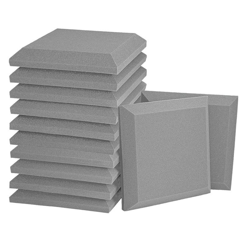 12Pack Acoustic Foam Panels,3D Beveled Wedge Tiles,Sound Panels Wedges Soundproof Sound Insulation Absorber