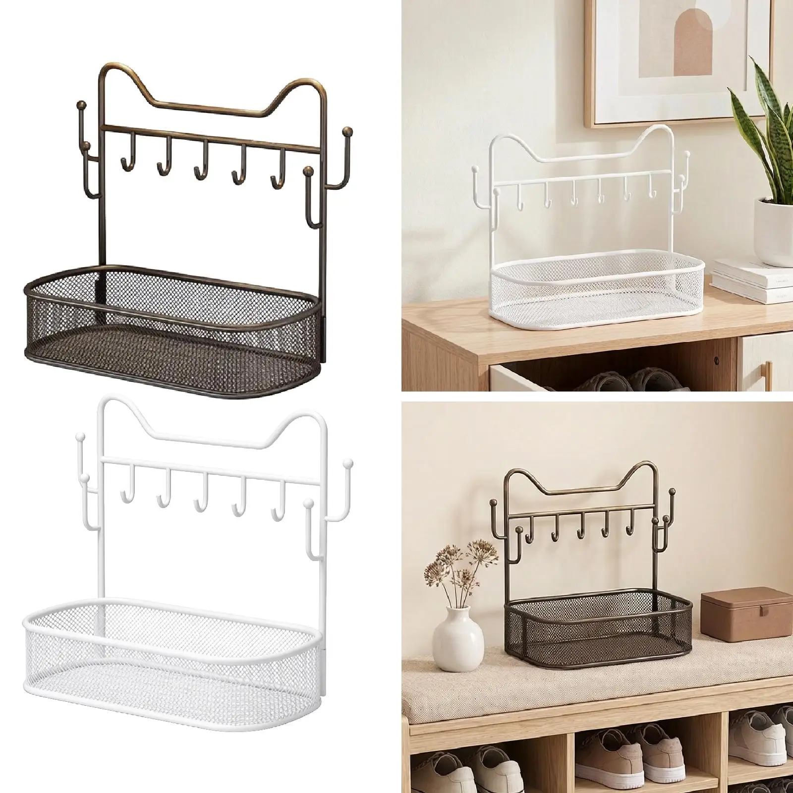 

Key Holder Stand Jewelry Stand Holder Sundries Container Metal Practical Key Rack for Bedroom Entryway Home Table Decor