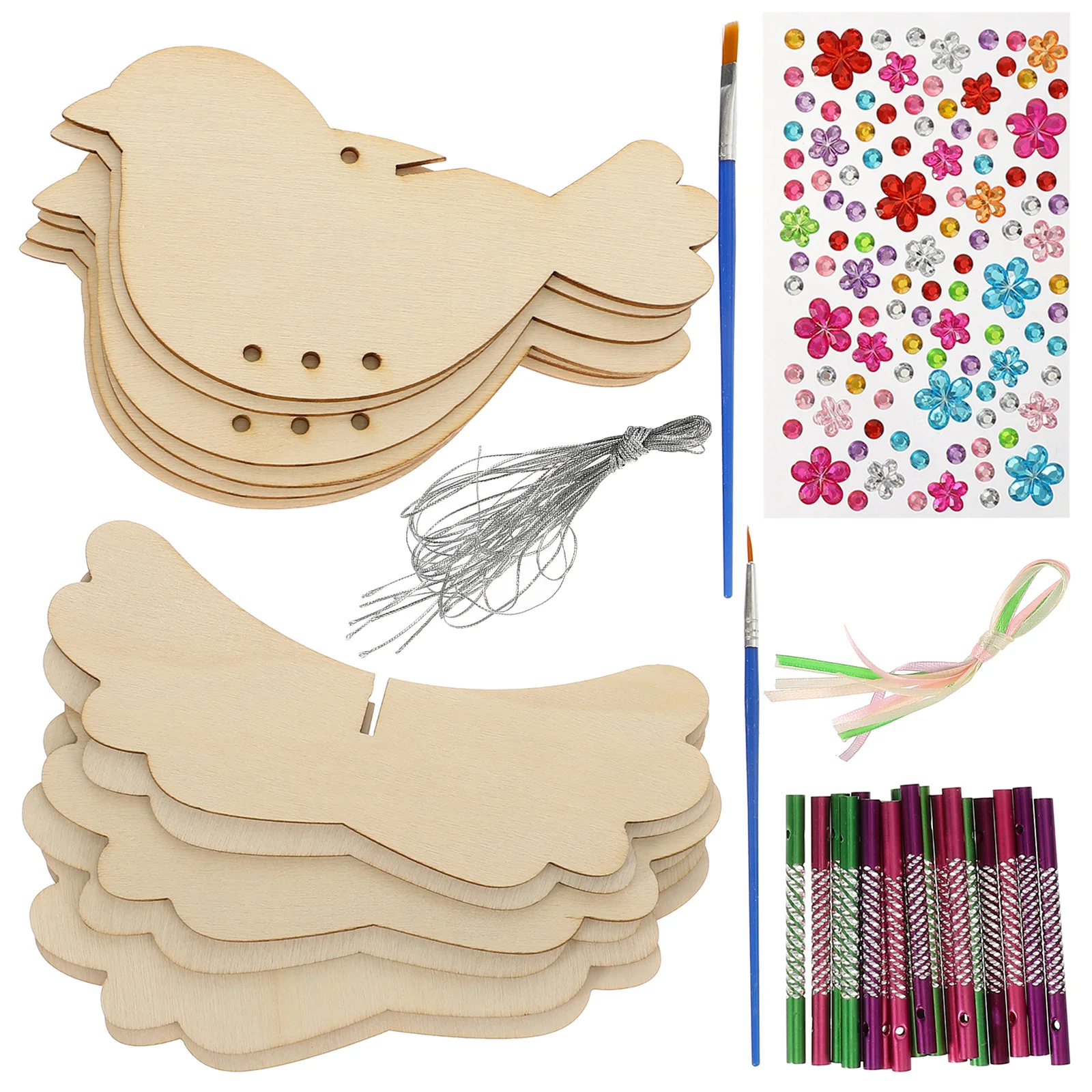 

1Set DIY Wood Wind Chime -Resistant Hanging Decoration for Indoor Outdoor Garden Party Balcony Decor Unfinished Wind