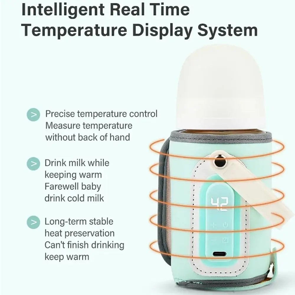 Leve Baby Bottle Warmer, Exibição de temperatura, portátil, longa duração da bateria, leite materno, tampa, exterior