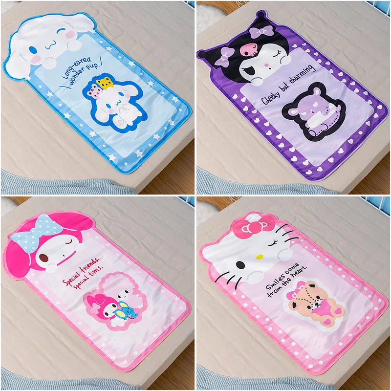 

Sanrio Kuromi My Melody Cinnamoroll Hello Kitty летний мультяшный ледяной Шелковый коврик Детский Воздухопроницаемый мягкий коврик