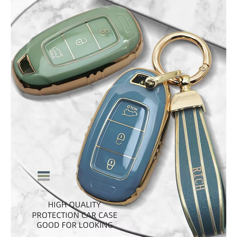 Luxurious Remote Key Case Cover For Hyundai Kona I30 IX35 Solaris Azera Elantra Grandeur IG Santa Fe Palisade Car Accessories - view 2