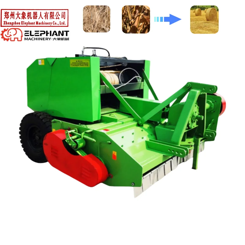 Green Grass Round Bale Straw Stalks Square Crushing Baler Machine for Recycling