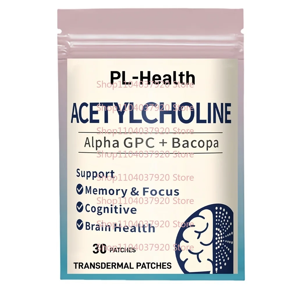 30枚入り アセチルコリン経皮パッチ アルファGPC 600mg & バコパ配合 - 記憶力、集中力、脳の健康をサポート
