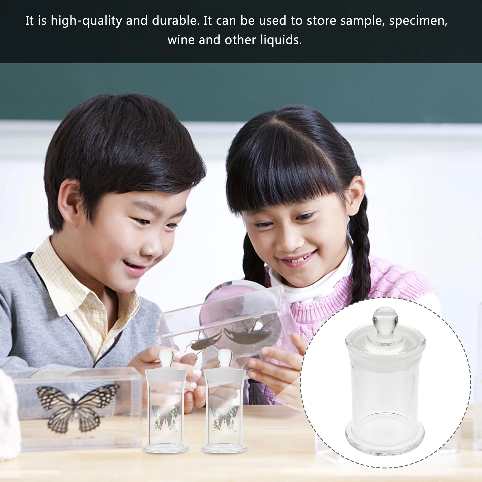 

1Pcs Clear Laboratory Bottle Borosilicate Glass Specimen Bottle with Cover Design for Liquid Spatter Prevention