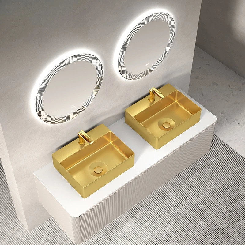 

Light luxury stainless steel countertop wash basin Balcony gold wash Household bathroom countertop Hotel wash basin