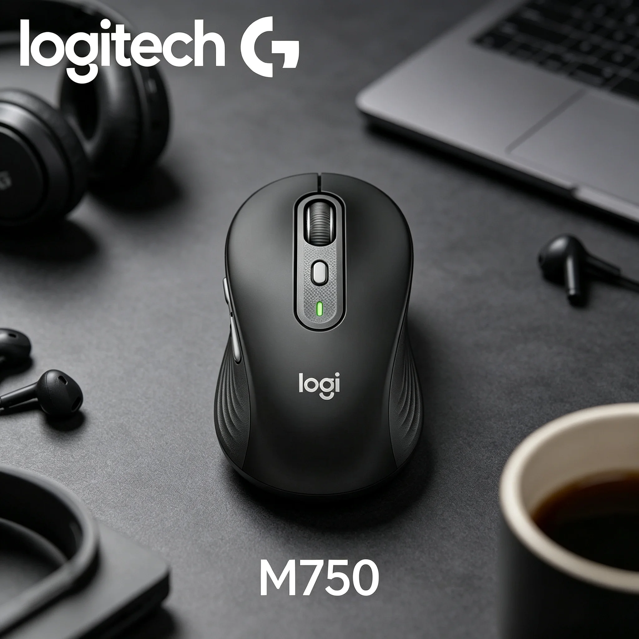 Logitech M750 Right‑Hand Optimized Wireless Office Mouse Natural Hand Rest Shape To Lessen Office‑Time Wrist Fatigue