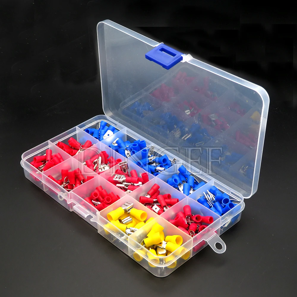 280 pçs/set kit de sortimento de talões de cabo fio plano fêmea e masculino isolado conectores de cabo de fio elétrico crimpagem terminais conjunto kit