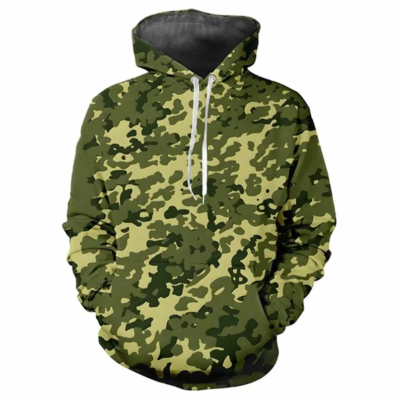 Sudadera con capucha con estampado 3D de jungla para hombre, ropa de calle holgada, de manga larga, informal, con patrón de camuflaje Vintage, para exteriores