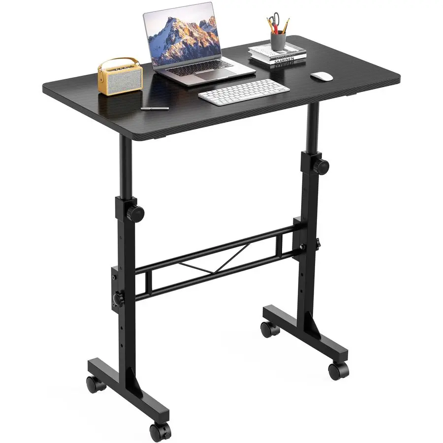 

Standing Desk, 32 Inch Portable Small Desk Adjustable Height, Rolling Home Office Desks with Wheels, Sit Stand Desk Customizable