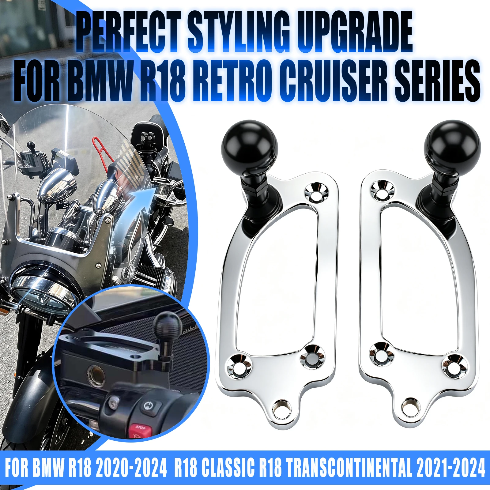 1 Pair Motorcycle Upper Pump Cover Hand Bracket Ball Head GPS Mount Brake Oil Cup Decorative For R18 R18B R18TC
