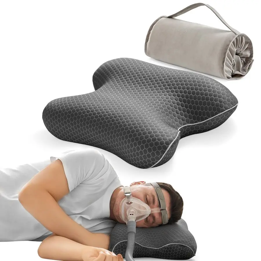 

Подушка для шеи из пены с эффектом памяти для использования с CPAP-аппаратом, для тех, кто спит на боку и на спине, портативная подушка от апноэ сна с сумкой для хранения, подходит для всех пользователей масок CPAP.
