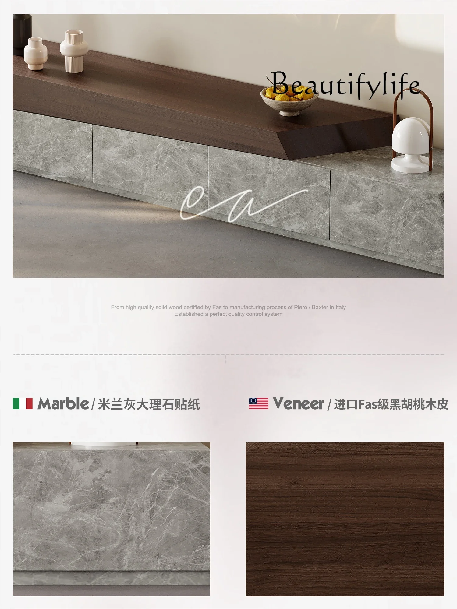 خزانة تلفزيون إيطالية جديدة لغرفة المعيشة وخزانة تلفزيون أرضية فاخرة وخفيفة الوزن