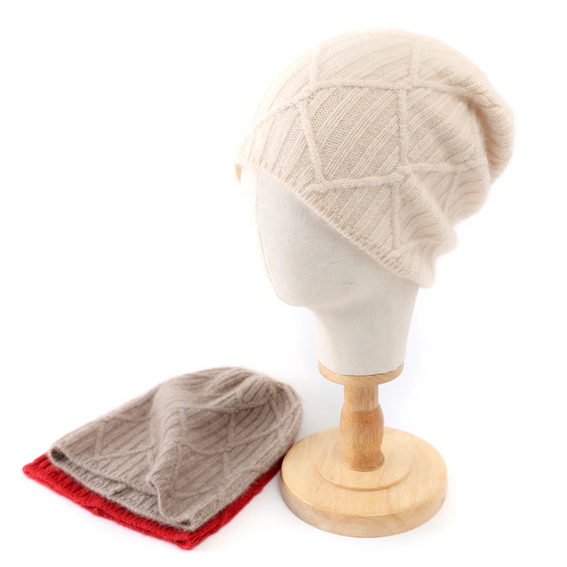 

100% Cashmere Hat for Women, Thickened, Face Slimming, Versatile, Classic, Simple, Woolen Cashmere, Warm Knitted Beanie