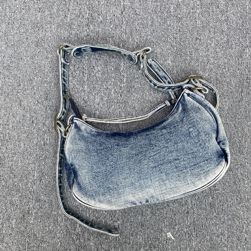 Denim Shoulder Bags for Women Luxury Designer Hobo Handbags and Wallets Large Capacity Handbags 2024 Fashion Trend Underarm Bags