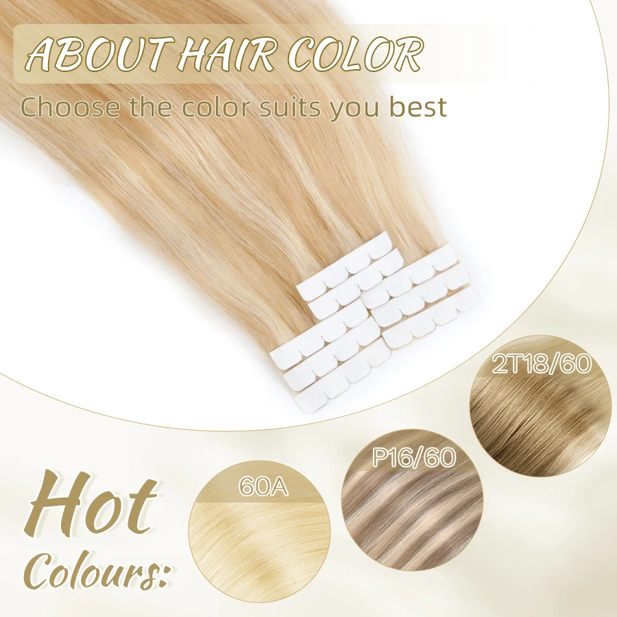 ZURIA Tape In Real Human Hair Extensions Omber Color Blonde Skin Weft Natural  Human Hair Skin Weft Adhesive For Salon