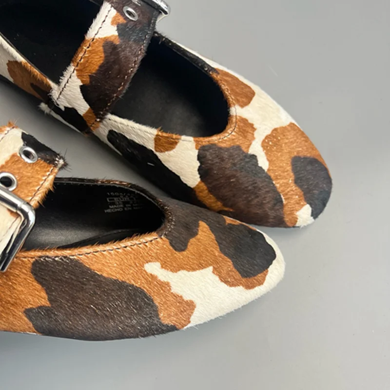 

Maxdutti 2026 French Fashion Women's Genuine Leather Horsehair Mary Jane Shoes Retro Commuting Flat Shoes Loafers Shoes Women