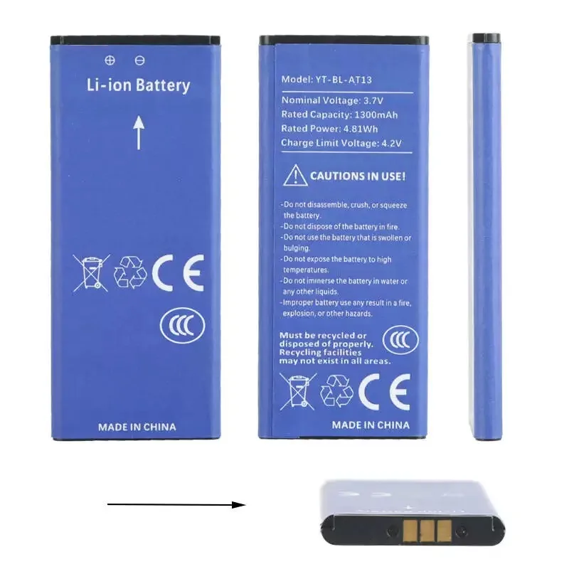 New YT‑BL‑AT13 3.7V 1300mAh Rechargeable Battery Pack For Alervites AT2  PoC‑AT1 For Baofeng UHF PoC Walkie‑Talkie Replacement