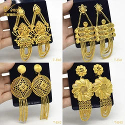 ANIID Ethiopia Gold Color Big Earring Dubai Luxury Pendant Stud Earrings With Tassel For Women Banquet Wedding Jewellery Gifts