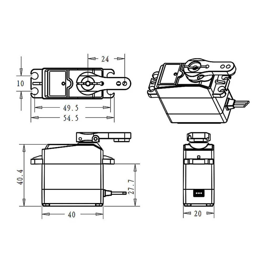 DS3225 Pro Coreless Digital Servo High Torque 25KG Servo Motor 180/270° Waterproof Metal Gear for 1:8 1:10 1:12 RC Car Robot