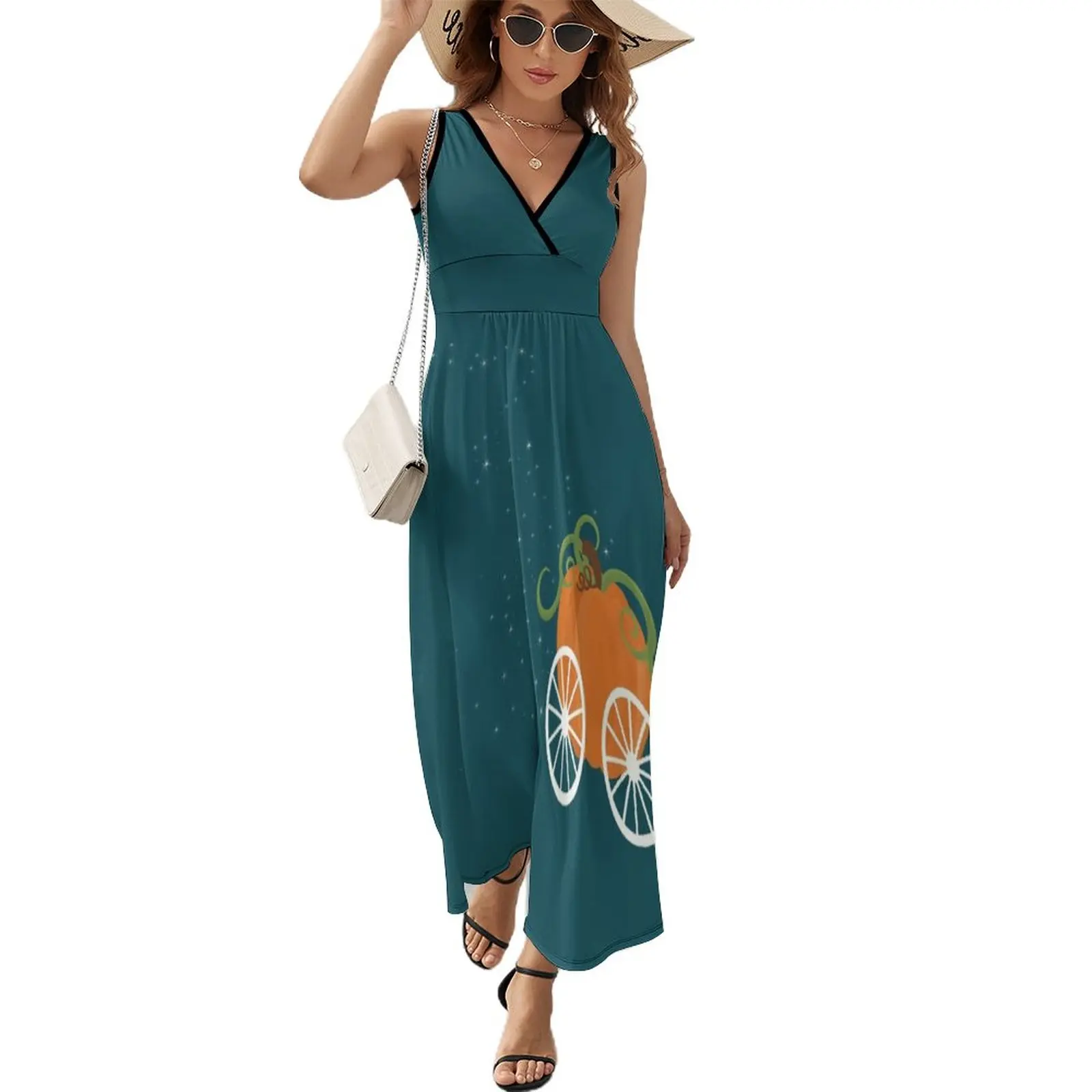 

Pumpkin at Midnight Sleeveless Dress long dress women summer dress women elegant luxury