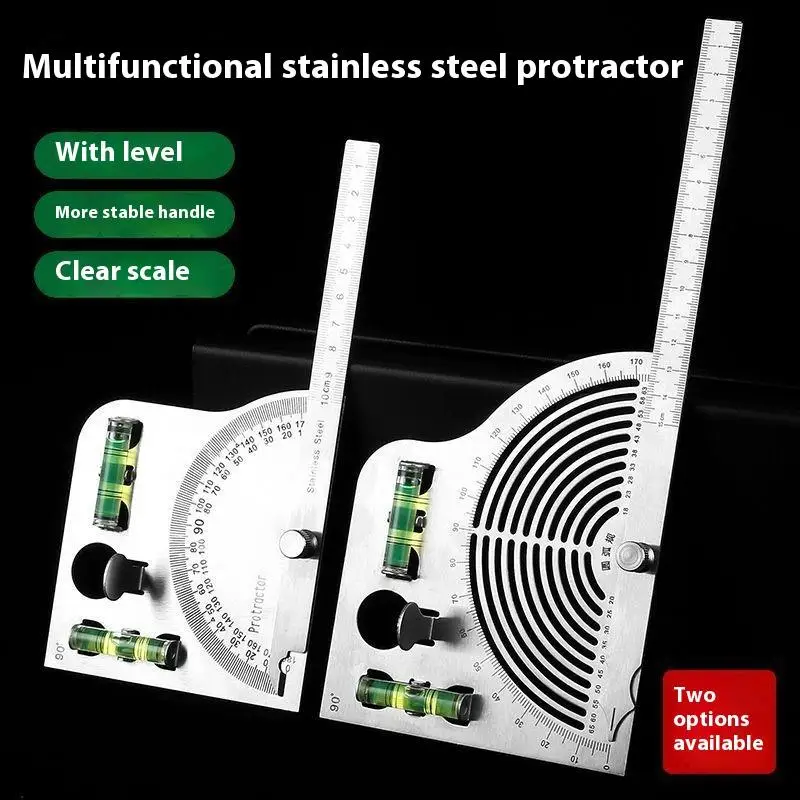 CHigh-Precision قابل للتعديل 180 درجة الفولاذ المقاوم للصدأ زاوية حاكم متعدد الوظائف النجارة أداة قياس متحركة