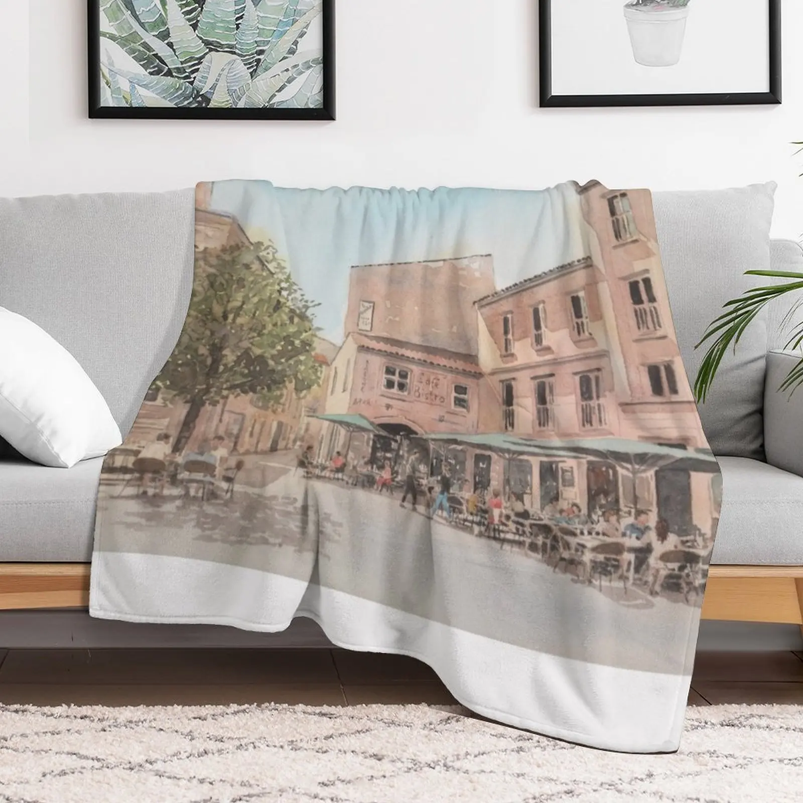 

Café Scene, Bordeaux, France Throw Blanket Camping anime Furry Blankets