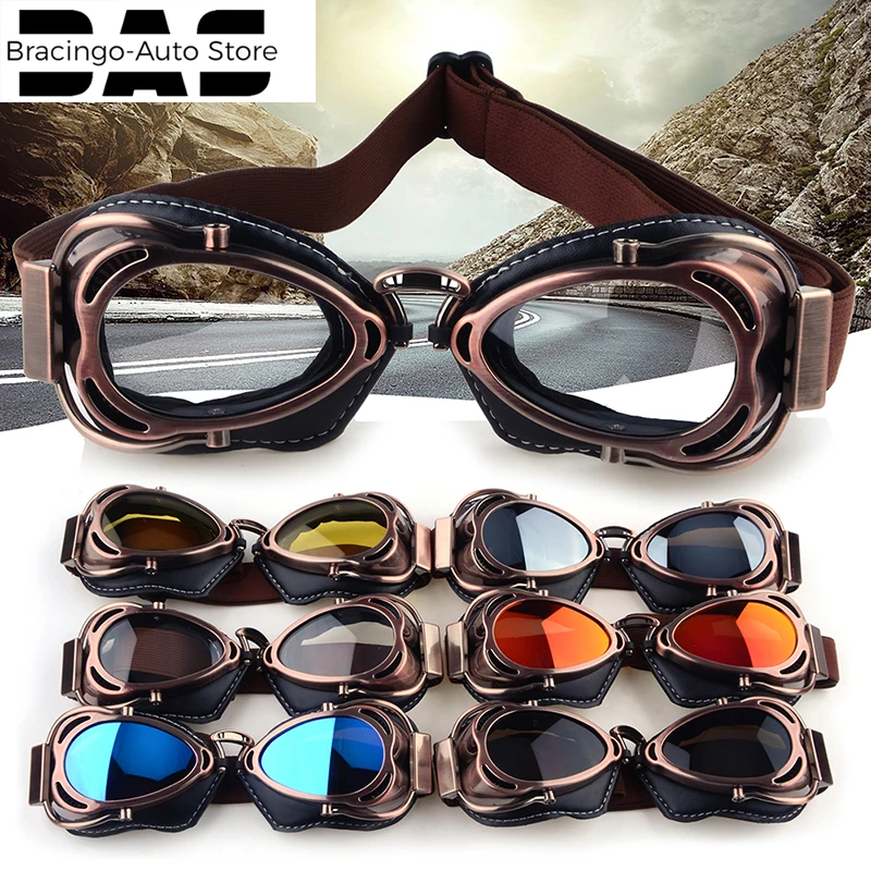 

Bracingo Retro Motorcycle Goggles Glasses Motorbike Pilot Scooter Jet Helmet Cycling Ski Frame Sunglasses Fit For Suzuki Ducati