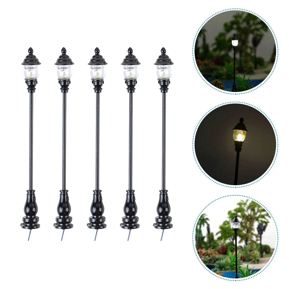 5 Pcs Model Garden Light Dolly House Lamp Mini Dollhouse outside Patio Decor Street Small Statue Lamppost