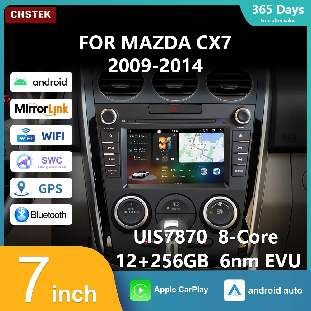 

Автомобильное радио CHSTEK UIS7870 12 + 256G Android 13 для Mazda CX-7 2006-2012 Carplay мультимедийный автомобильный плеер навигация 4G Bluetooth GPS