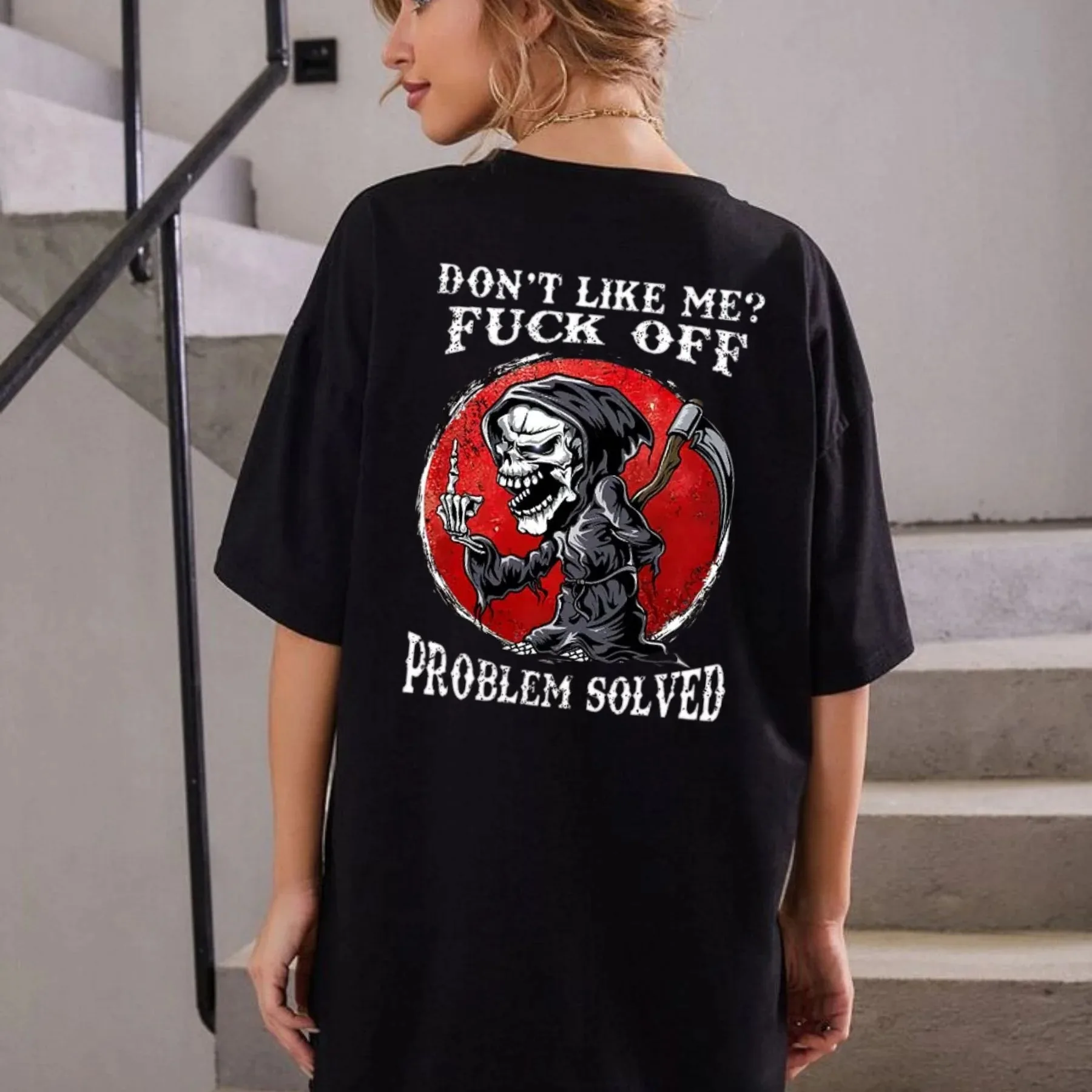 2025 Don't Like Me F_ck Off تم حل المشكلة - تي شيرت مضحك للهالوين الفاخر الراقية لكل من الرجال والنساء أفضل Y2k #4