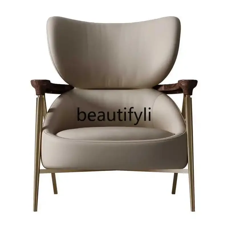 

Italian minimalist sofa chair full leather single chair modern light luxury tiger chair