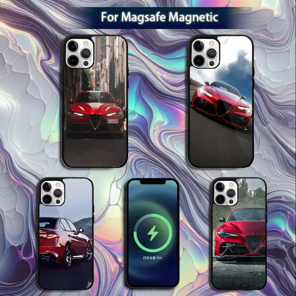 

AlfaeS Red R-RomeoS Car Phone Case For iPhone 16e,16,15,14,13,12,11,Plus,Pro,Max,Mini Magsafe Magnetic Wireless Charging